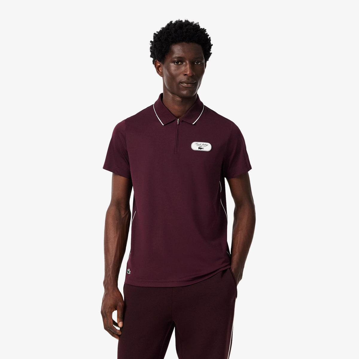 Lacoste Polo Uomini - rosso scuro, bianco