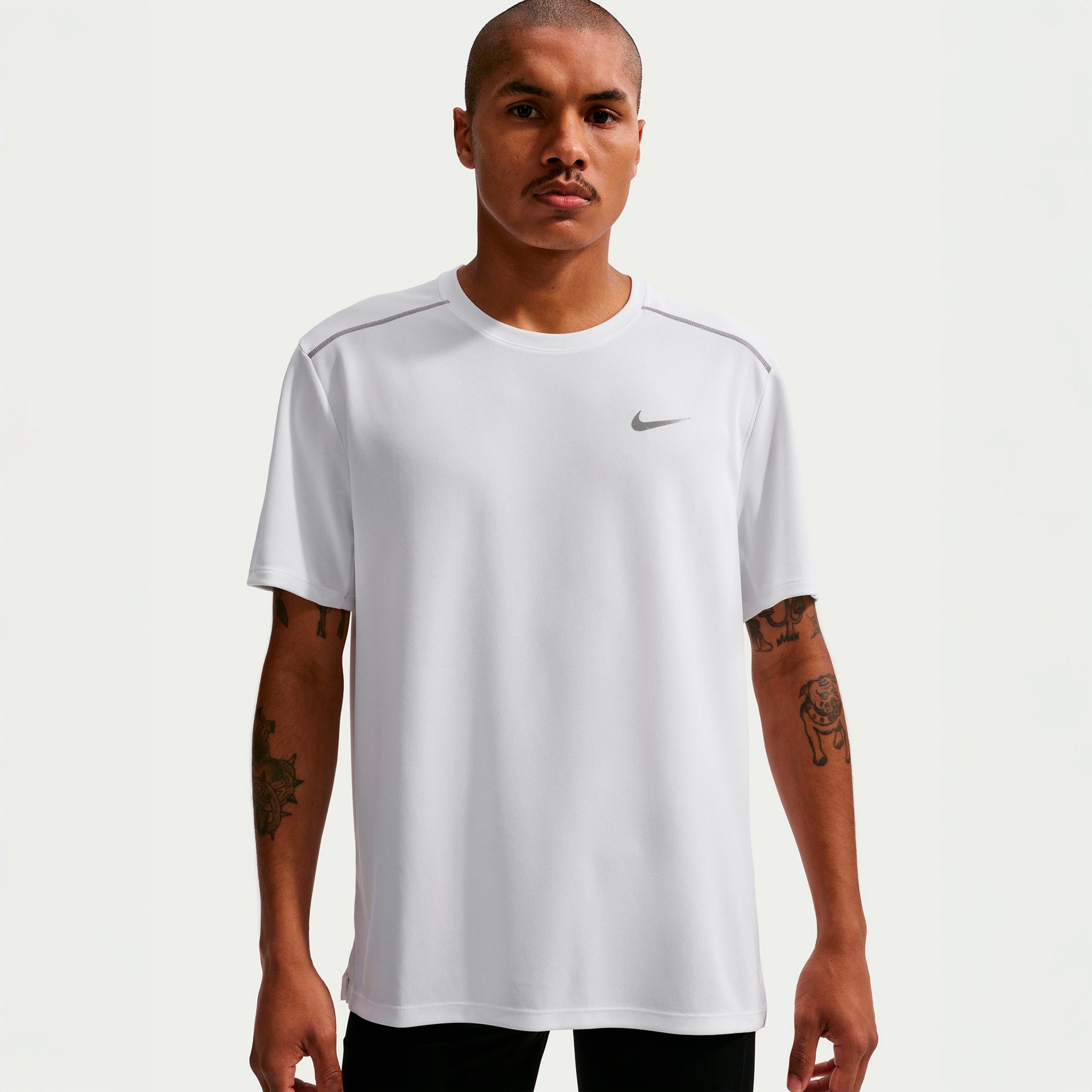 Nike Miler  Camicia da corsa Uomini - bianco, argento