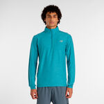 Abbigliamento New Balance New Balance Space Dye 1/4 Zip Maglietta Uomini-grigio, grigio chiaro