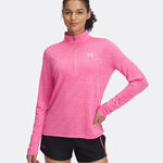 Abbigliamento Under Armour Under Armour Tech 1/2 Zip-Twist Manica Lunga Donna-Rosa,Bianco