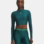 Abbigliamento Under Armour Under Armour HeatGear Crop Mock Manica lunga Donna-verde, verde