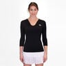 Crew V-Neck Manica Lunga Donna-Nero