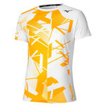 Abbigliamento da tennis Mizuno Mizuno Daybreakers Shadow Graphic Maglietta Uomini-Bianco,Giallo Limone