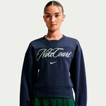 Abbigliamento da tennis Nike Nike Court Fleece Crew Felpa Donna-blu scuro, crema