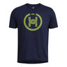 Run Everywhere Wreath SS Camicia Da Corsa Uomini-Blu Scuro,Giallo Neon