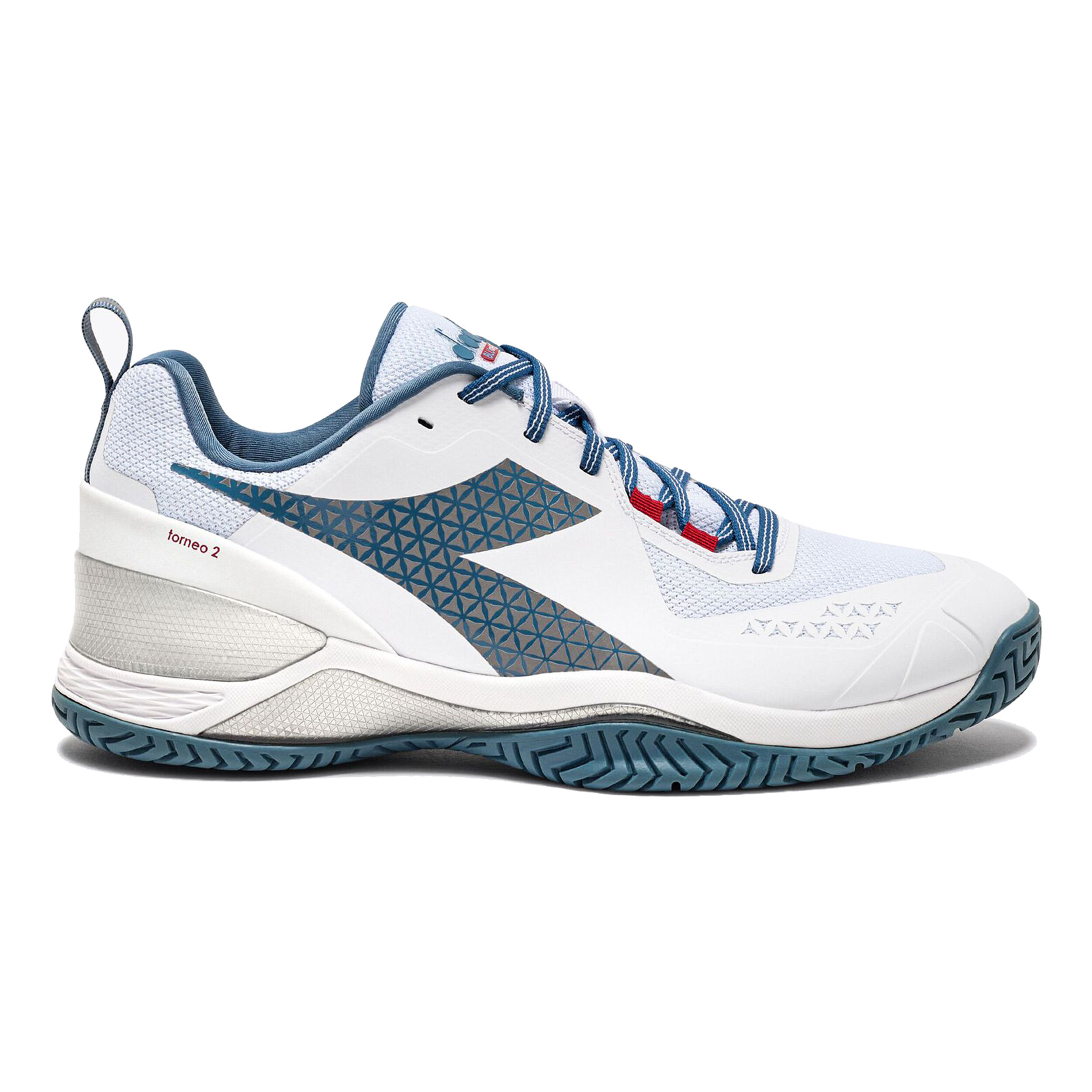 Buy Diadora Blushield Torneo 2 Scarpa Per Tutte Le Superfici Uomini Bianco Color Petrolio online Tennis Point IT