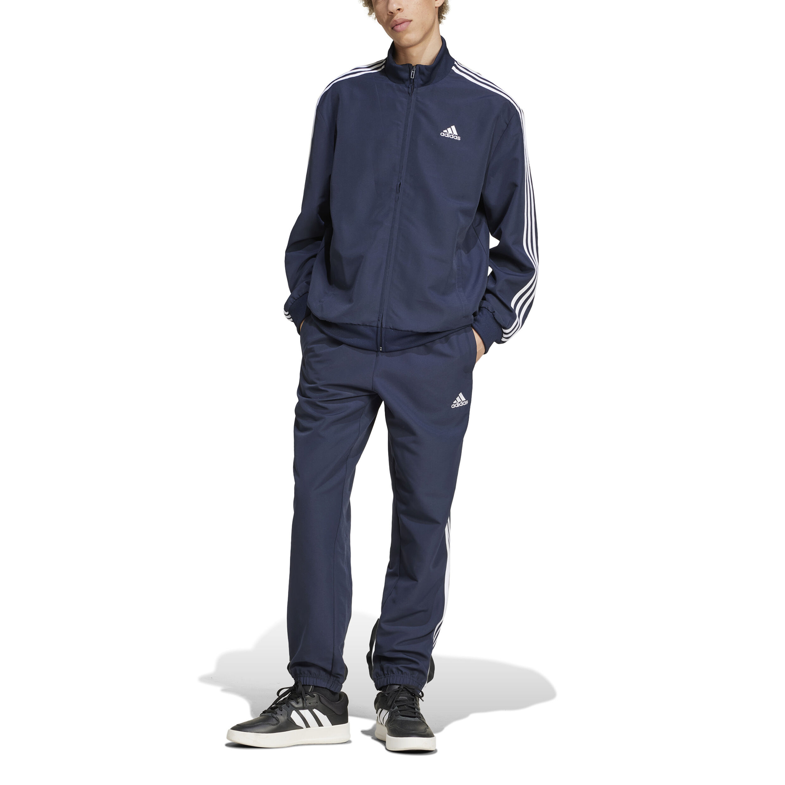 adidas 3Stripes Woven Tuta Da Allenamento Uomini-Blu Scuro,Bianco