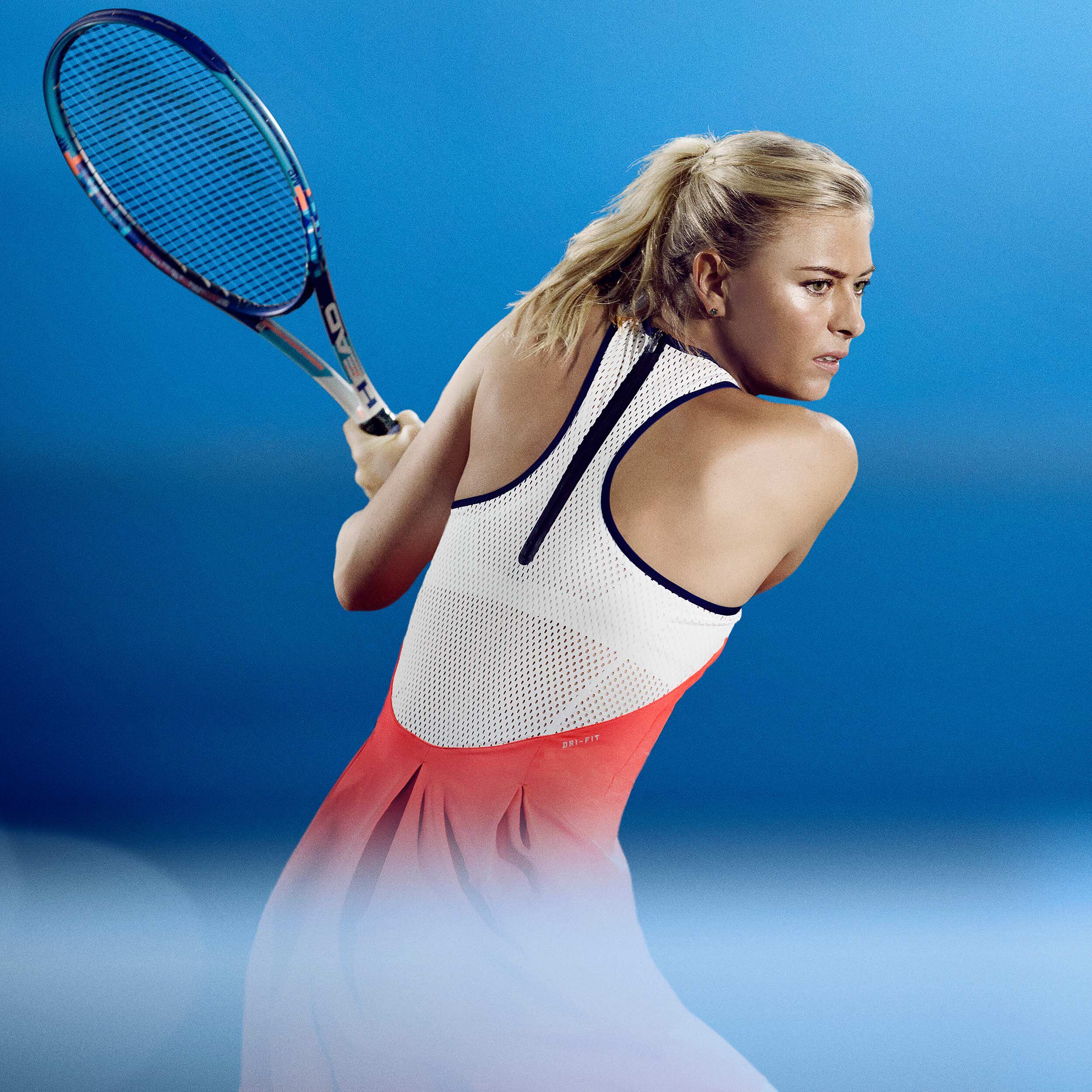 Maria Sharapova Premier Abito Donna Arancione Neon Bianco