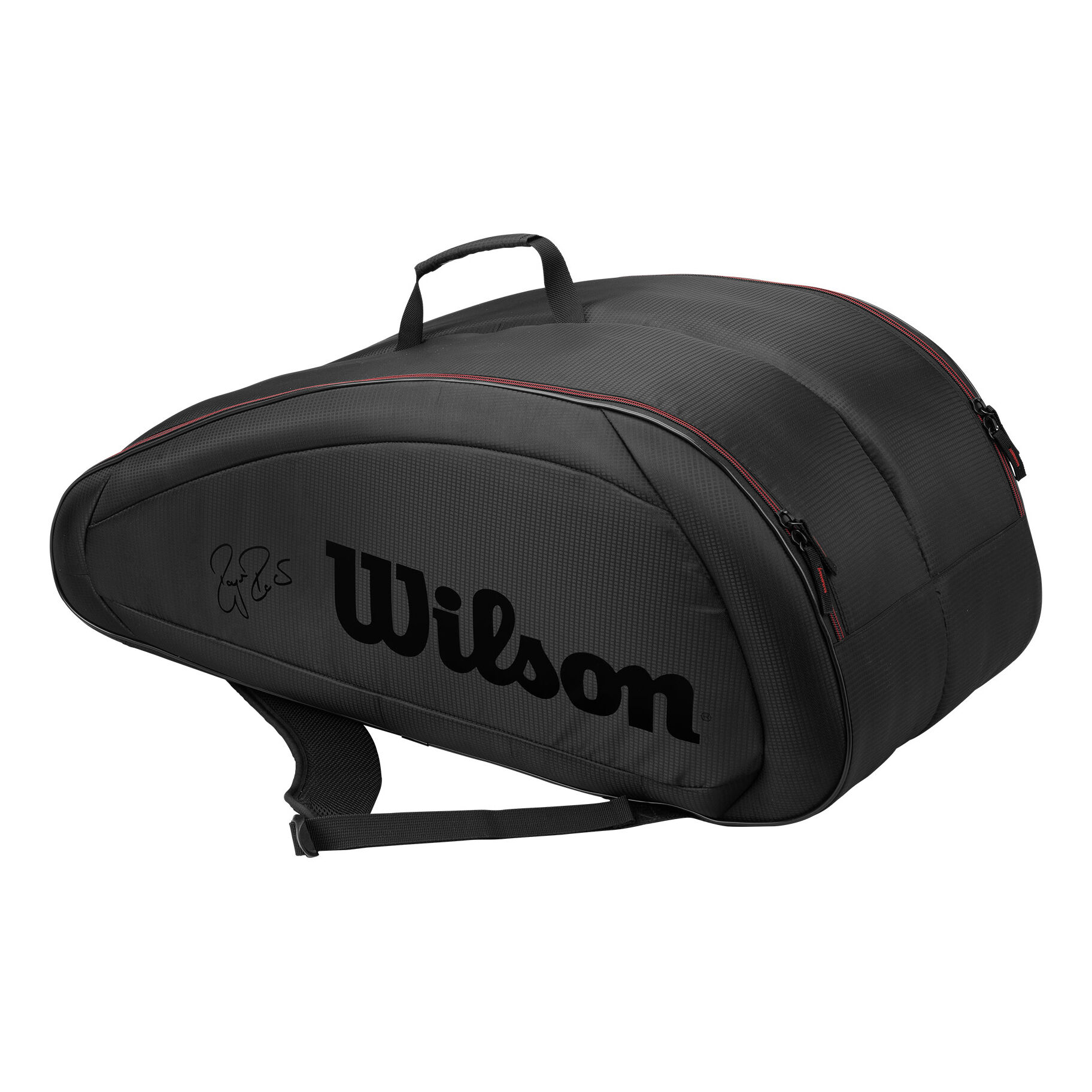 taglia unica Wilson Fed Team 12 Pack borsa per racchette da tennis, Unisex adulto, Nero/Rosso, black/red 