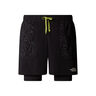 Sunriser 2in1 6in Pantaloncini Da Corsa Uomini-Nero,Verde Neon