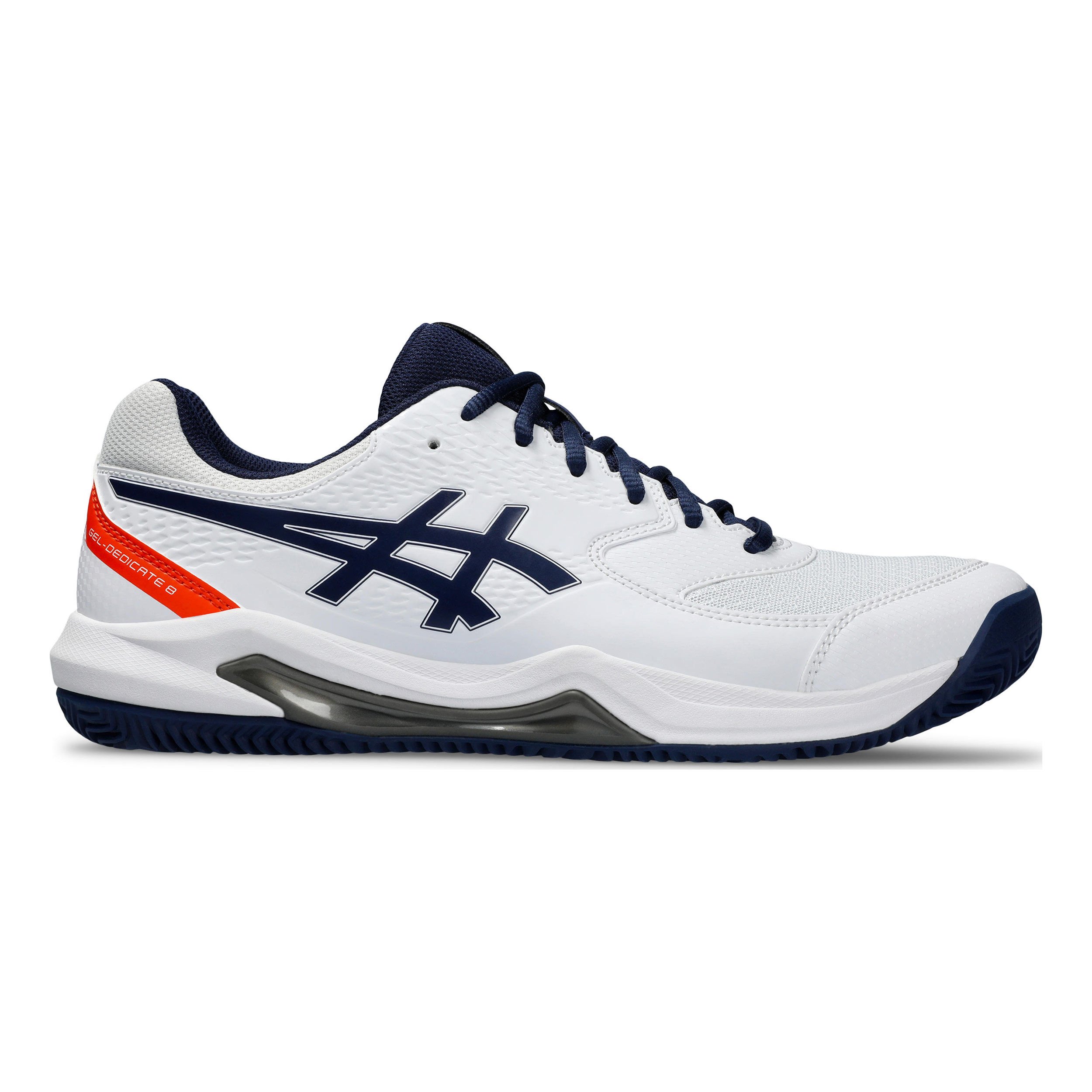 Buy ASICS Gel Dedicate 8 Scarpa Per Terra Rossa Uomini Bianco Blu Scuro online Tennis Point IT