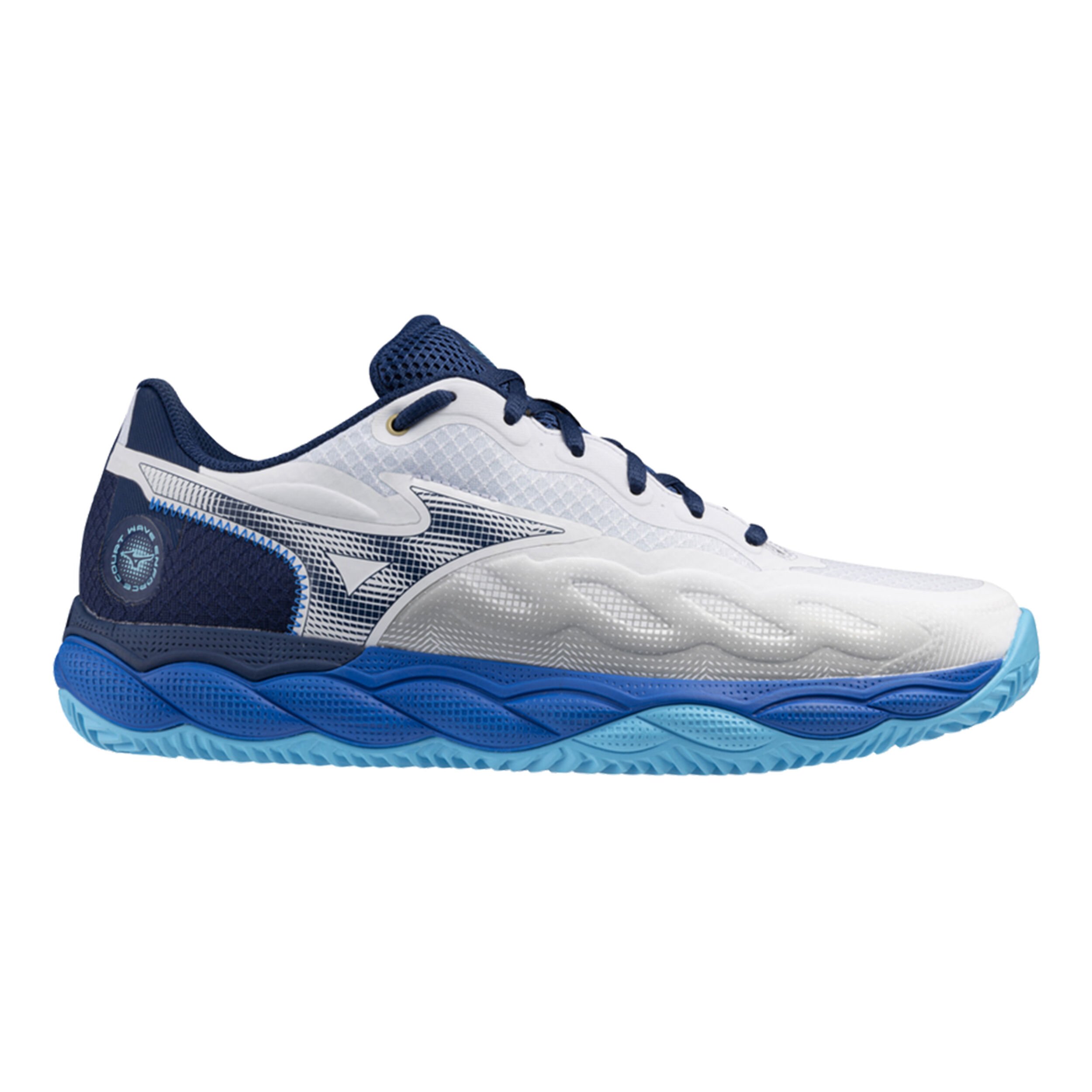 Buy Mizuno Wave Enforce Court Scarpa Per Terra Rossa Uomini Bianco Blu online Tennis Point IT