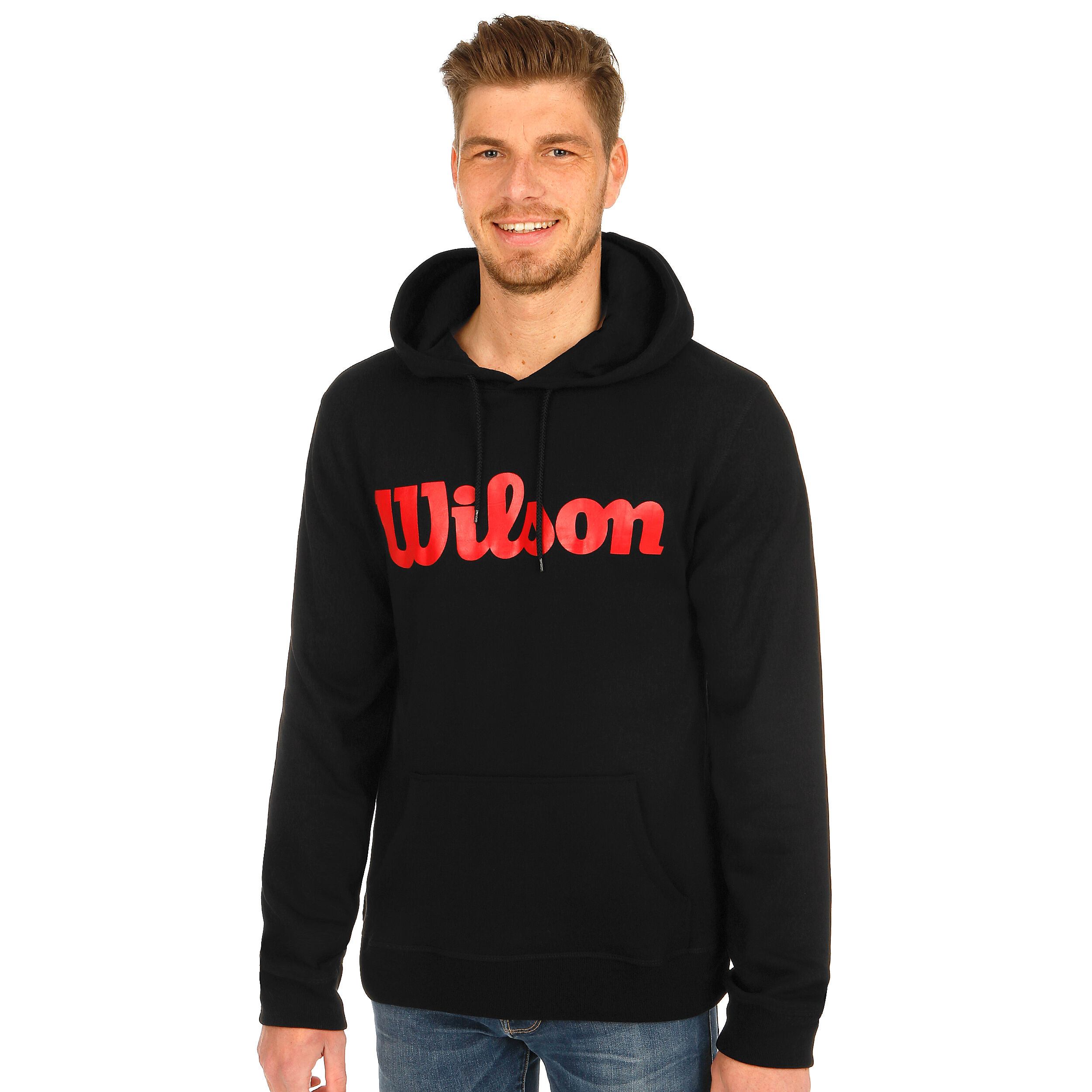 Buy Wilson Script Cotton Po Felpa Con Cappuccio Uomini Nero Rosso online Tennis Point IT