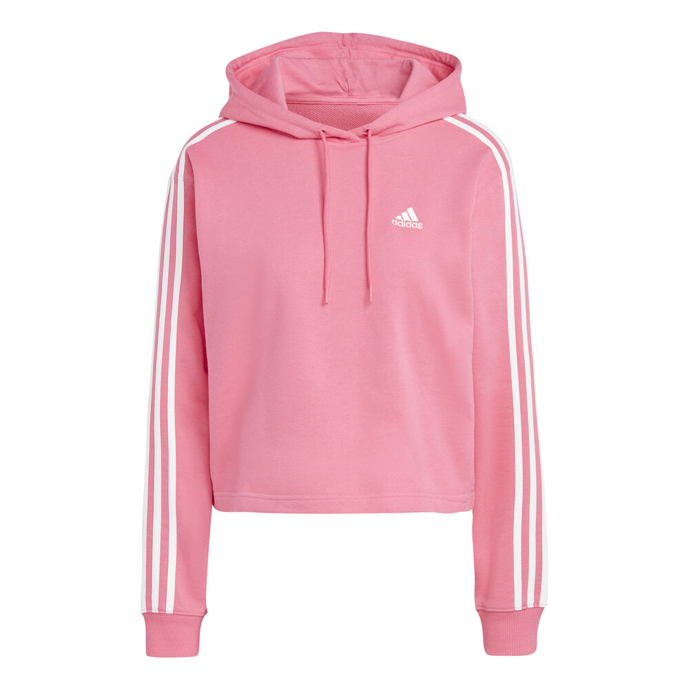 Image of Essentials 3-Stripes French Terry Crop Felpa Con Cappuccio Donna