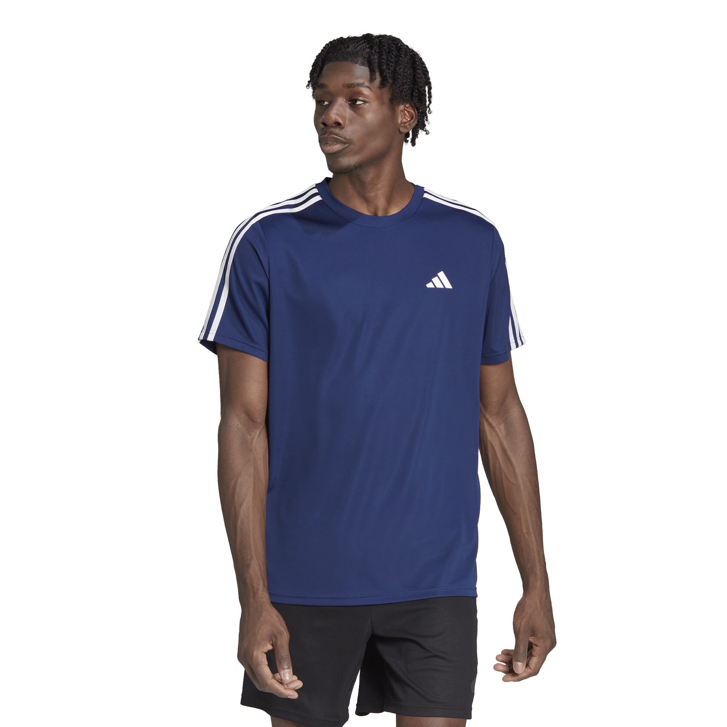 Buy adidas Training Essential Base 3 Stripes Maglietta Uomini Blu Scuro Bianco online Tennis Point IT