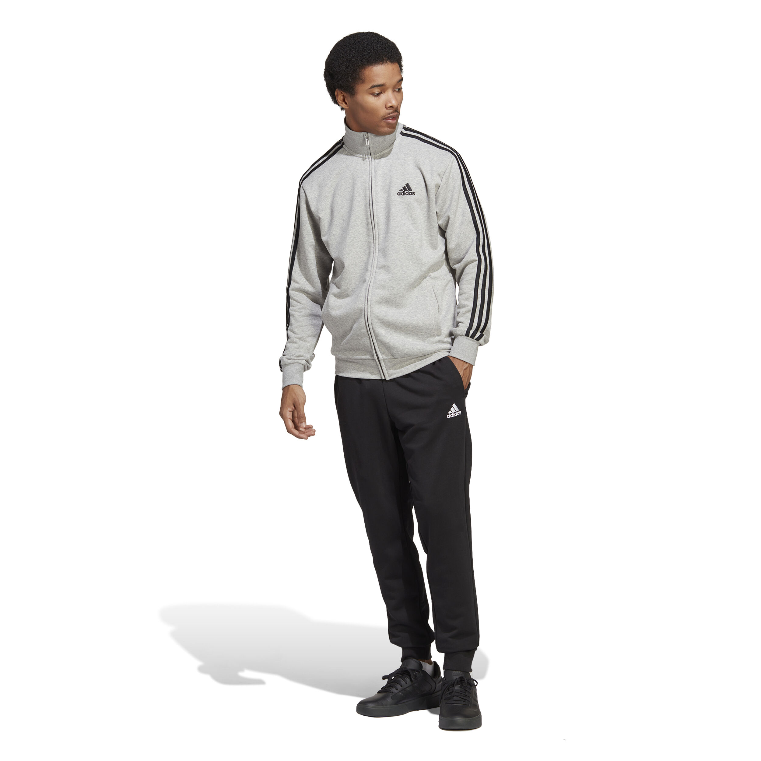 Sportswear Basic 3 Stripes French Terry Tuta Da Allenamento Uomini Grigio Nero