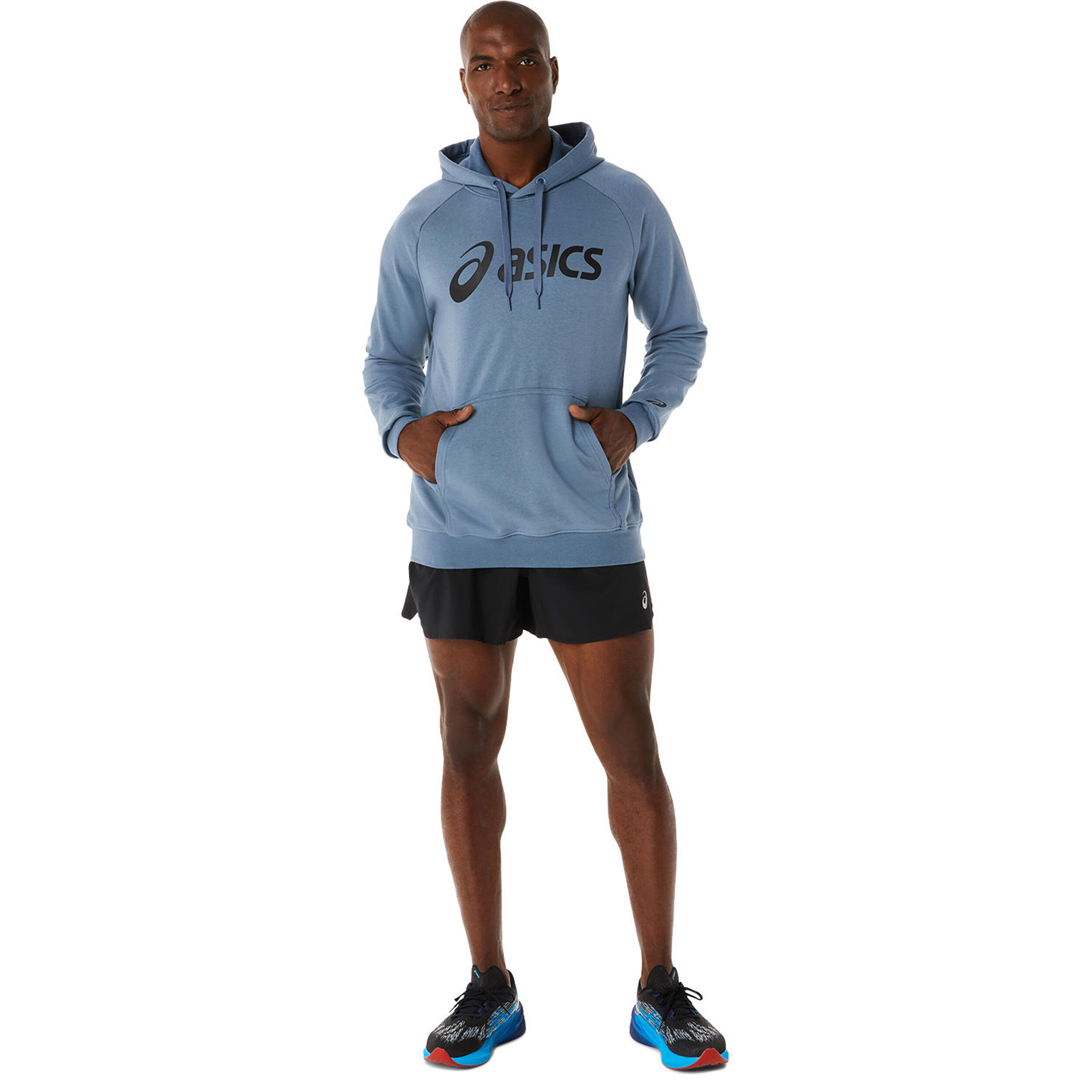 Felpa asics grigia e blu sales