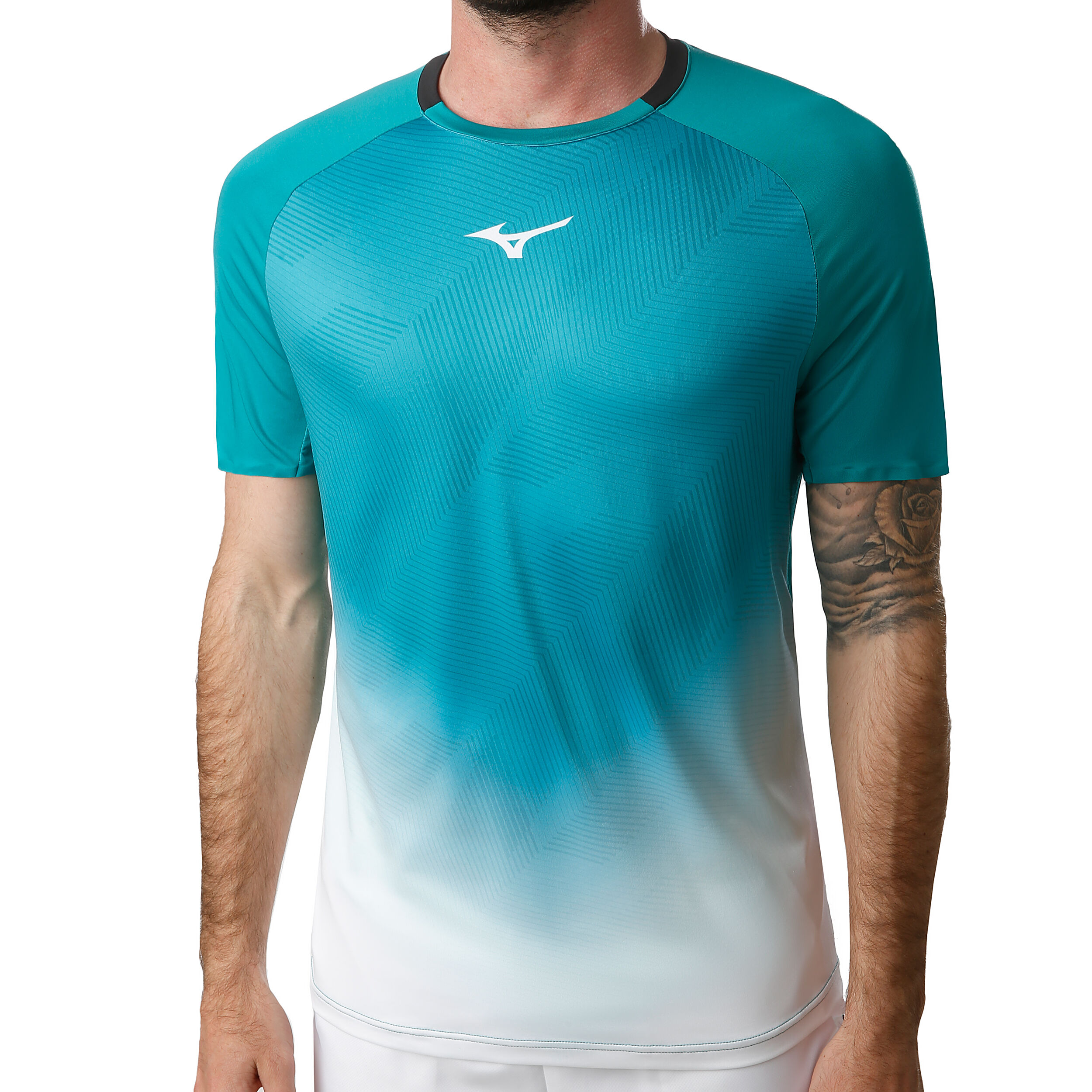 Buy Mizuno Shadow Graphic Maglietta Uomini Turchese Bianco online