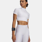 Abbigliamento Under Armour Under Armour HeatGear Crop Maglietta Donna-bianco, grigio